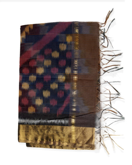 Pochampalli mixed cotton saree with blouse piece